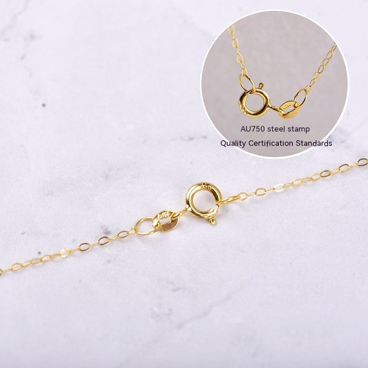 18K Gold Necklace Women's Shiny O-type Chain 18K Yellow Gold